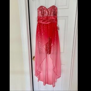 💖 Ombré Pink Sequin High Low Dress w/Straps 💖